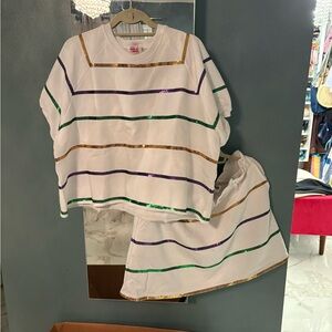 Striped White Top and Skort set